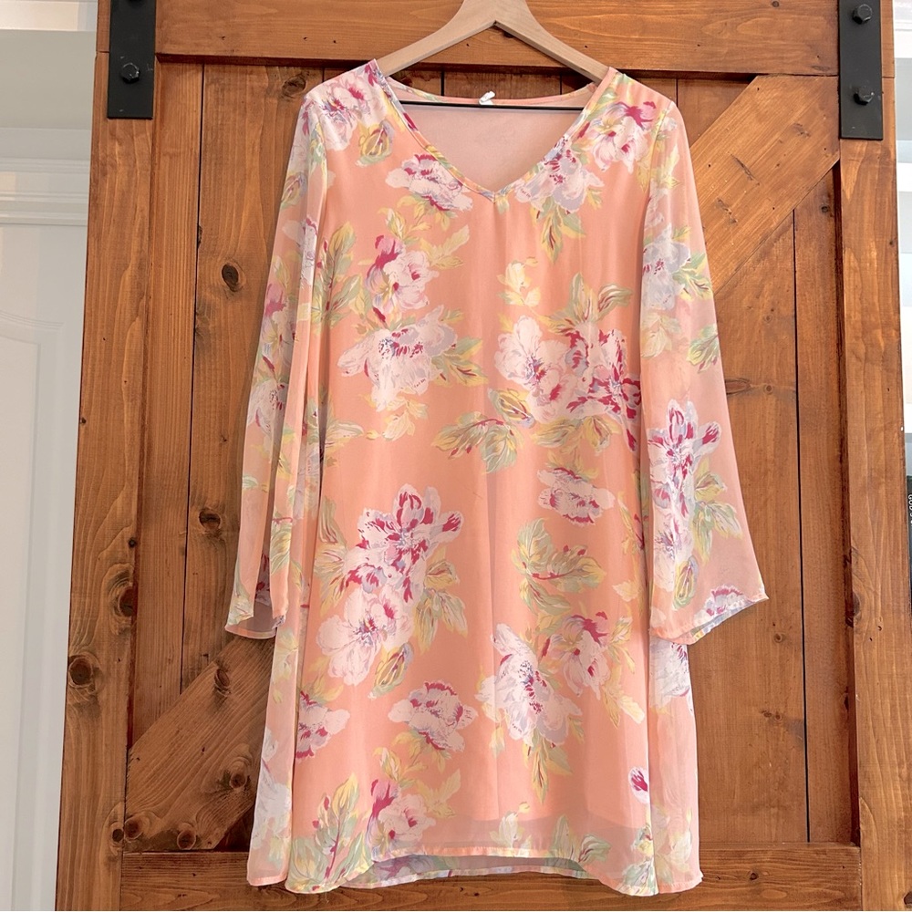 Pink Blush Medium Floral Pink V-Neck Maternity Dress